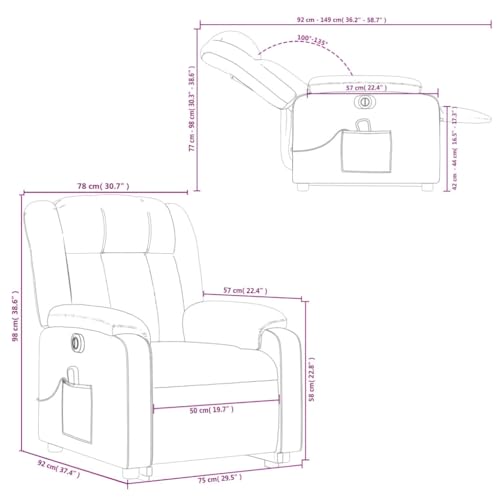 vidaXL Gray Faux Leather Electric Massage Recliner Chair with Power Lift and Reclining Functions for Living Room Comfort