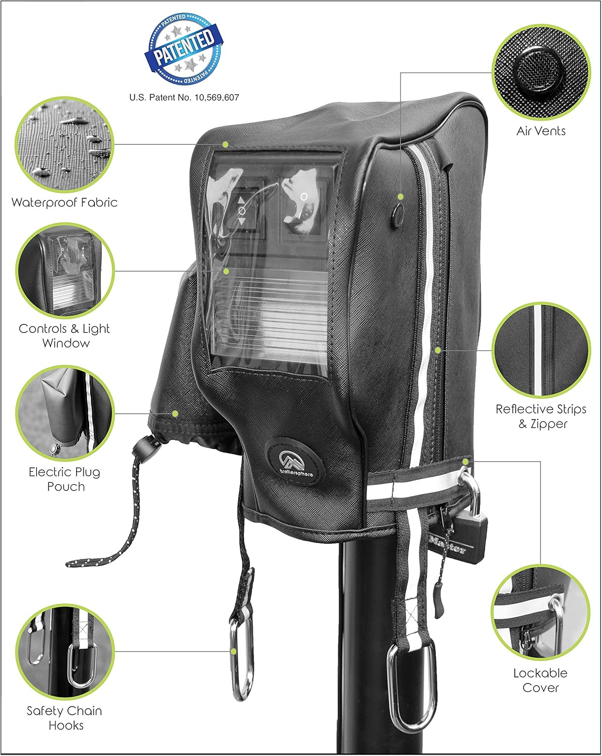 Clever Cover by Trailersphere Custom Electric Tongue Jack Cover for Trailer, RV, Camper, Chains Holder, Plug Protector, Sun and Waterproof (RAM Jack Cover) Pack of 2