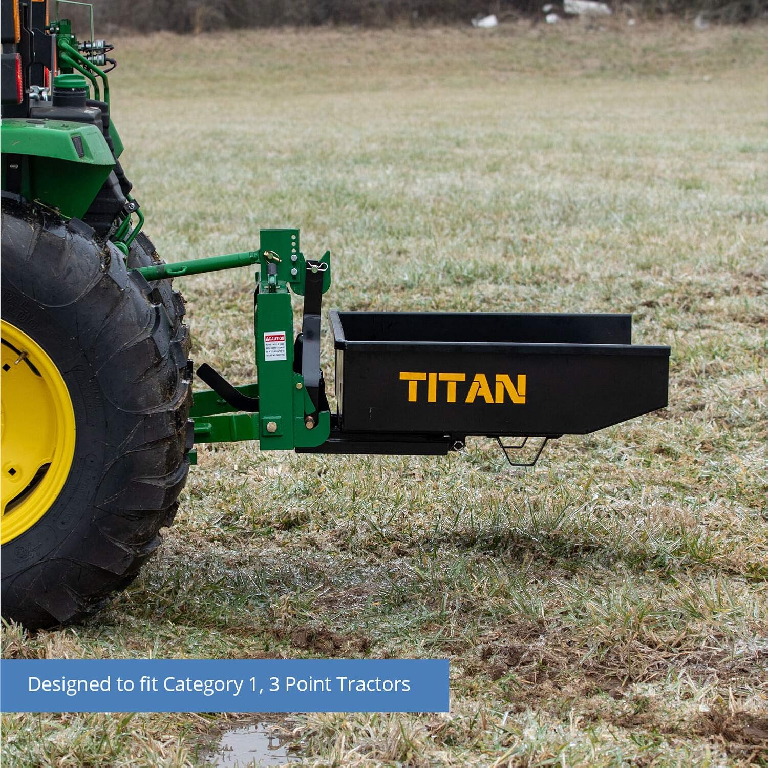 Titan Attachments 10 Cu. FT Quick Hitch Compatible Dump Box, Category 1, 3-Point, Self-Dumping Landscaping Attachment
