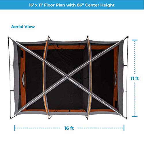 CORE Tent for Family Camping | 10 Person / 11 Person / 12 Person Large Multi Room Cabin Tents for Car Camping & Outdoor Adventures