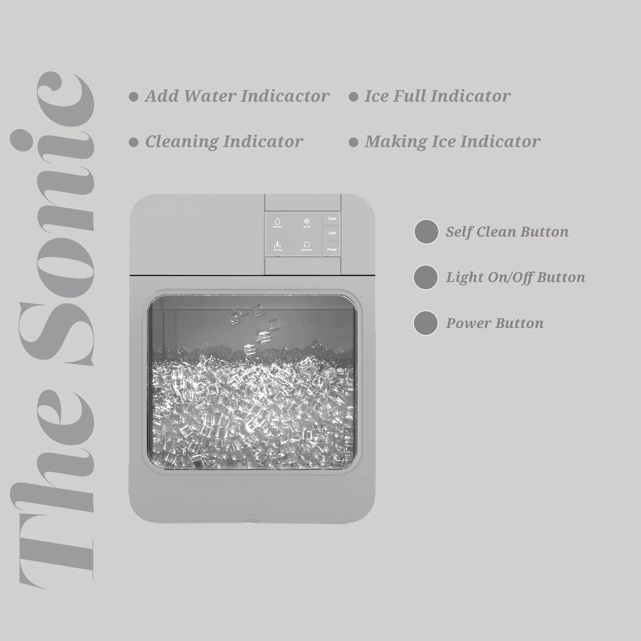 Orgo Products The Sonic Countertop Ice Maker, Nugget Ice Type, Blue