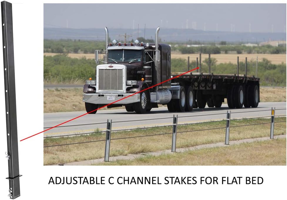 Mytee Products 54" Adjustable C Channel Pipe Stake for Flatbed Trailer Hauler (4 Pack)