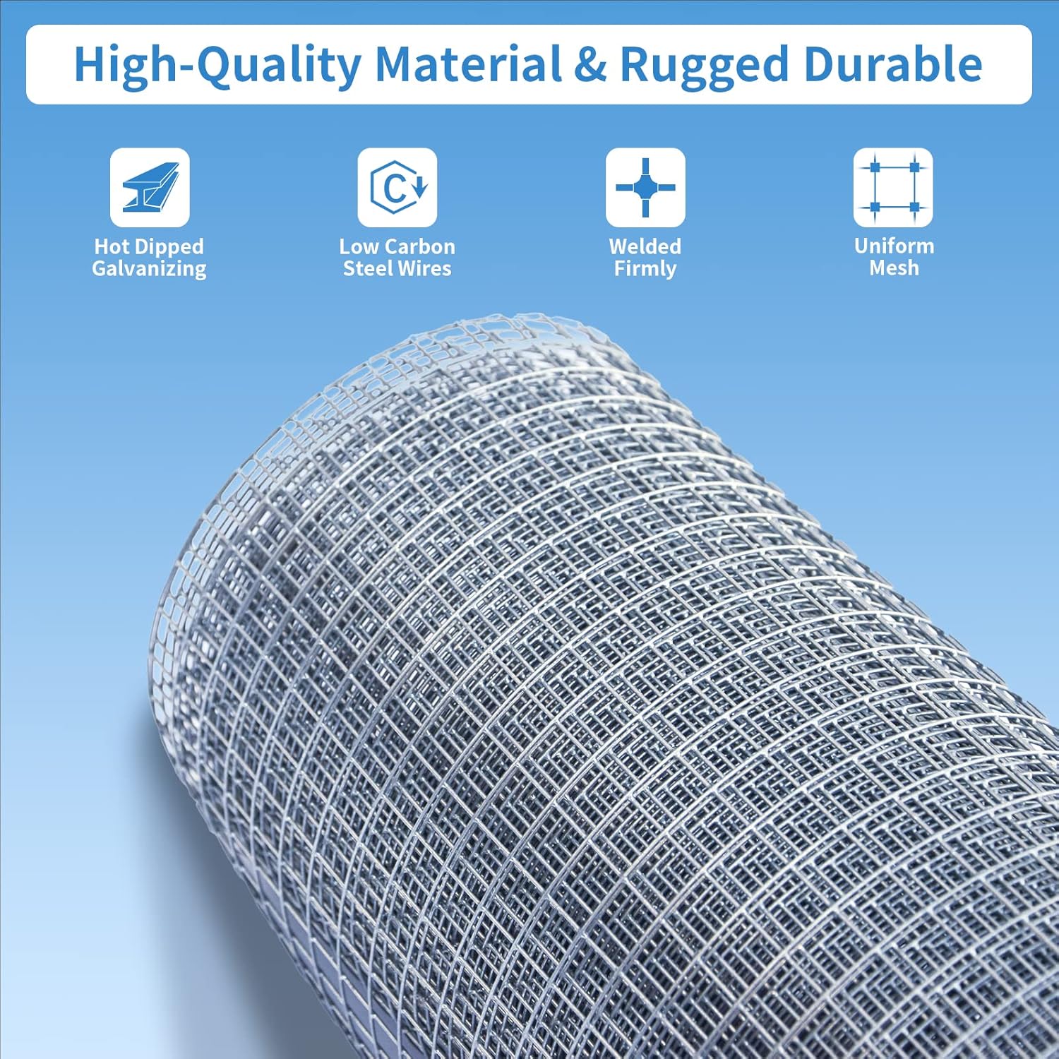 60in x 100ft Hardware Cloth 23Gauge Home Garden Rabbit Cage, 60" x 100' 1/2inch, Silver Mesh Roll Galvanized After Welding