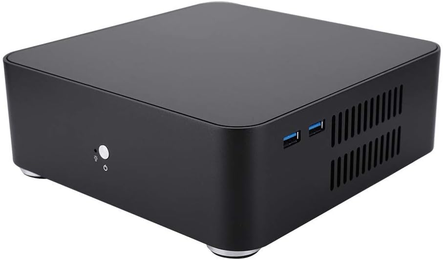 HTPC Case, Frosting Treatment Small Size Mini ITX Case Desktop PC Case for The ITX Motherboard for Gaming(Black, USB3.0) Pack of 2
