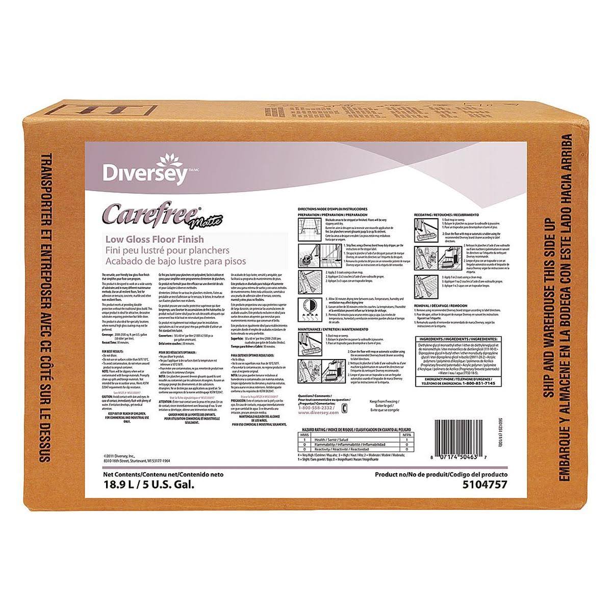 Diversey Carefree Matte Floor Finish, 5 Gallon