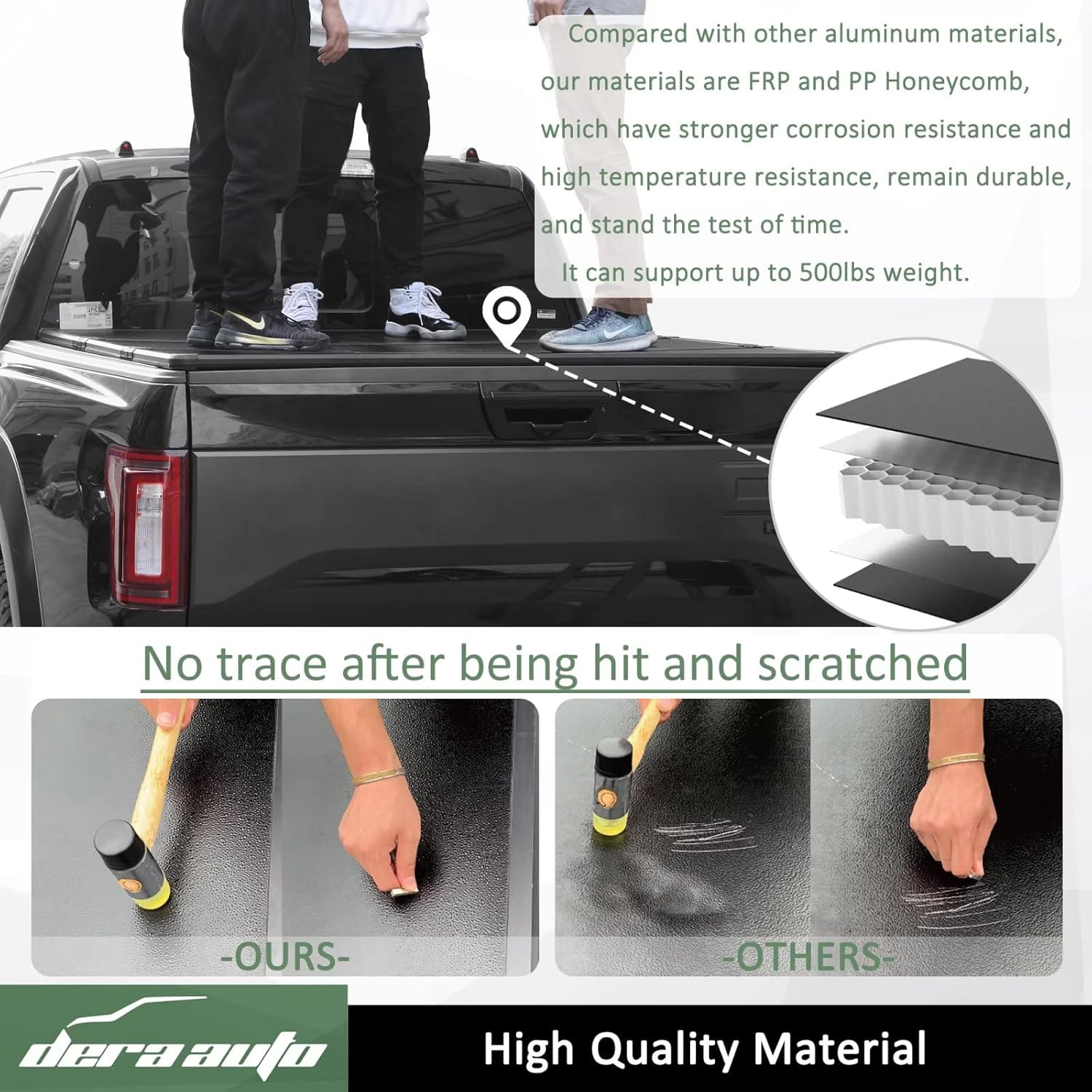 Dera Auto Hard Tri-Fold Truck Bed Cover Fits 2015-2022 F150, Styleside 5.5ft/67.1in Bed Tonneau Cover