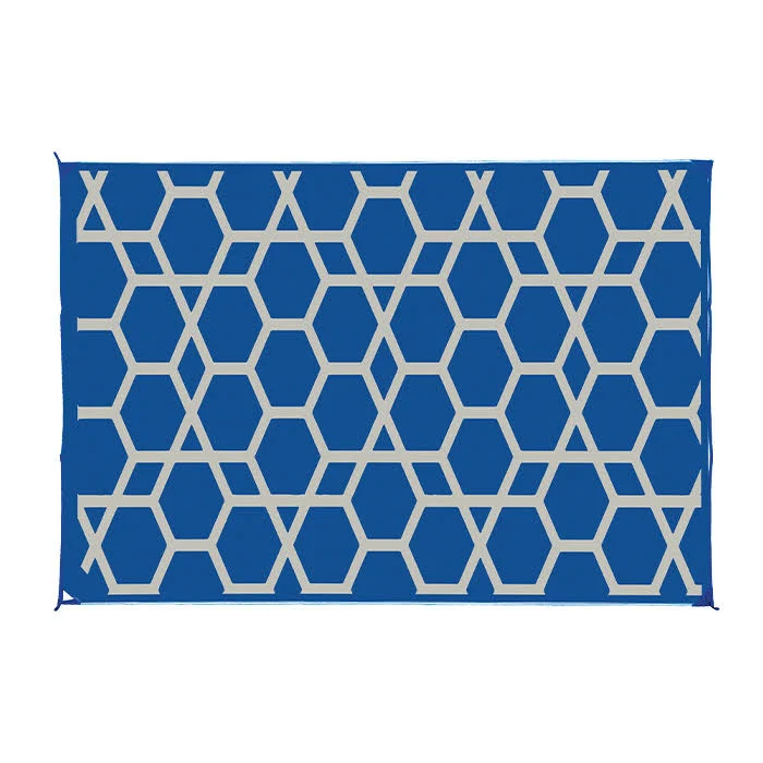 Camping World Reversible RV Patio Mat, Geometric Design in Blue