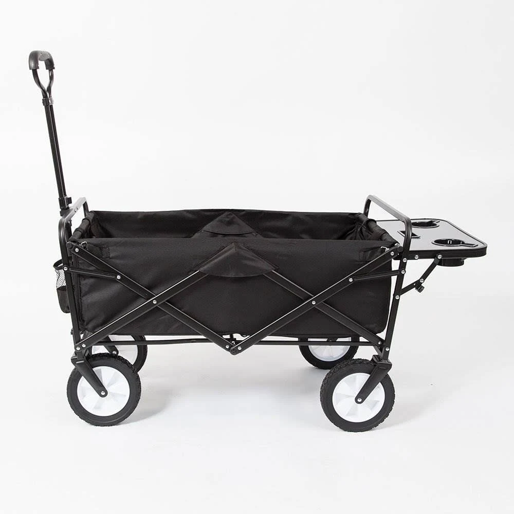Mac Sports Folding Outdoor Garden Utility Wagon Cart w/ Table, Black