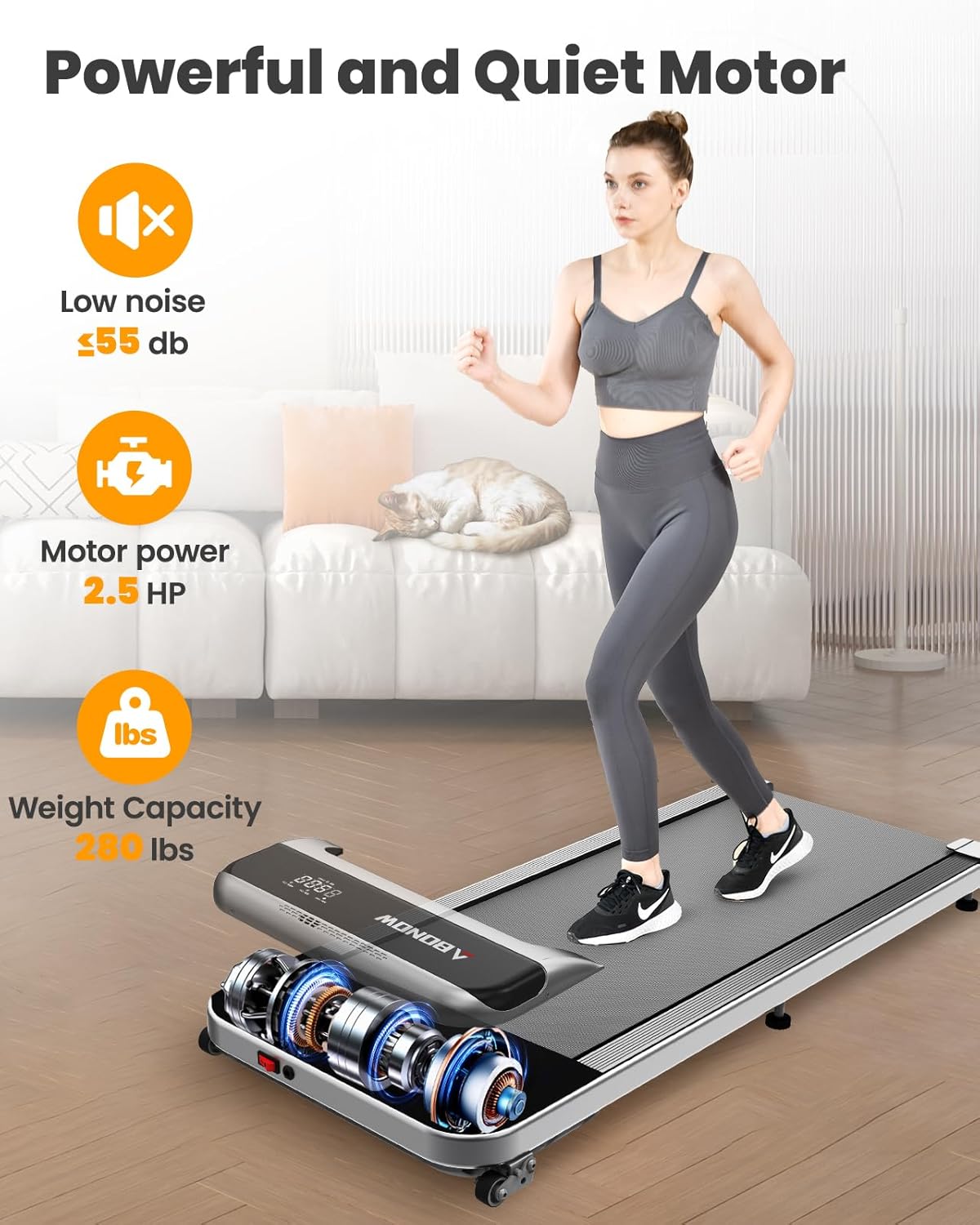 Under Desk Treadmill, Walking Pad with Remote Control, Under Desk Treadmill for Home Office