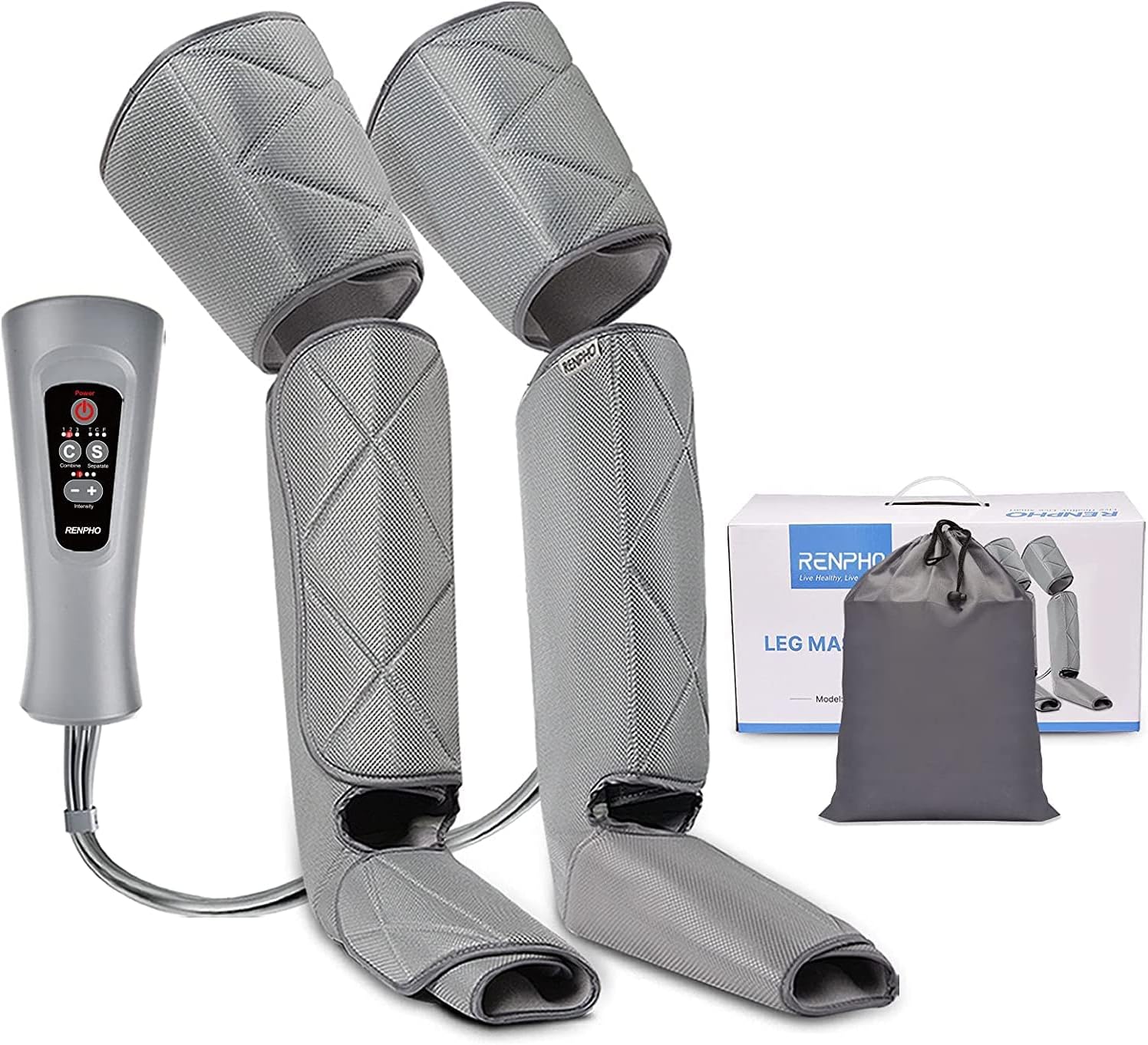 Renpho Leg Massager, Thigh Calf Foot Massage Machine, Adjustable Leg Wrap for Most Size, with 6 Modes 4 Intensities, Gift for Men Women, Helps for Sore Muscle Stiffness Recovery