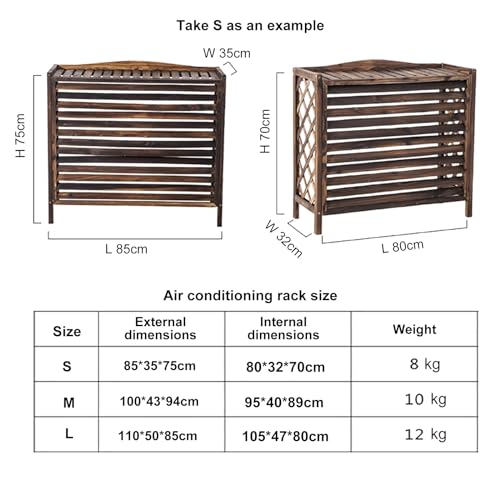 LLYLAFDC Outside Air Conditioning Cover Privacy Fence Panels, Wood Air Conditioner Privacy Screen,Condensing Unit Protective Cover, Louvered Storage Shelf for Outside Units