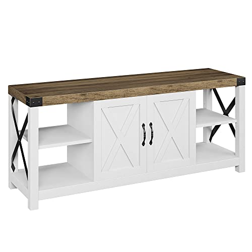 GAOMON 60 Inch TV Stand for TV up to 50 60 65 Inches, Farmhouse Wood Stand TV Cabinet Entertainment Center with Storage and Adjustable Shelves (Grey)