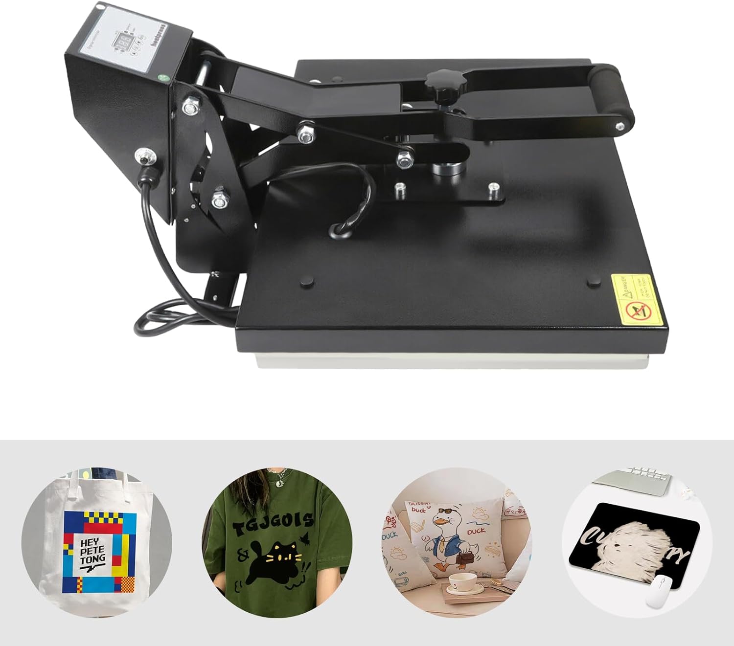 16x20 Inch Auto Open Heat Press Machine with Slide Out Base, Clamshell Heat Press, Digital Clam Heat Press for T Shirts Bags Mouse Pads, Balck