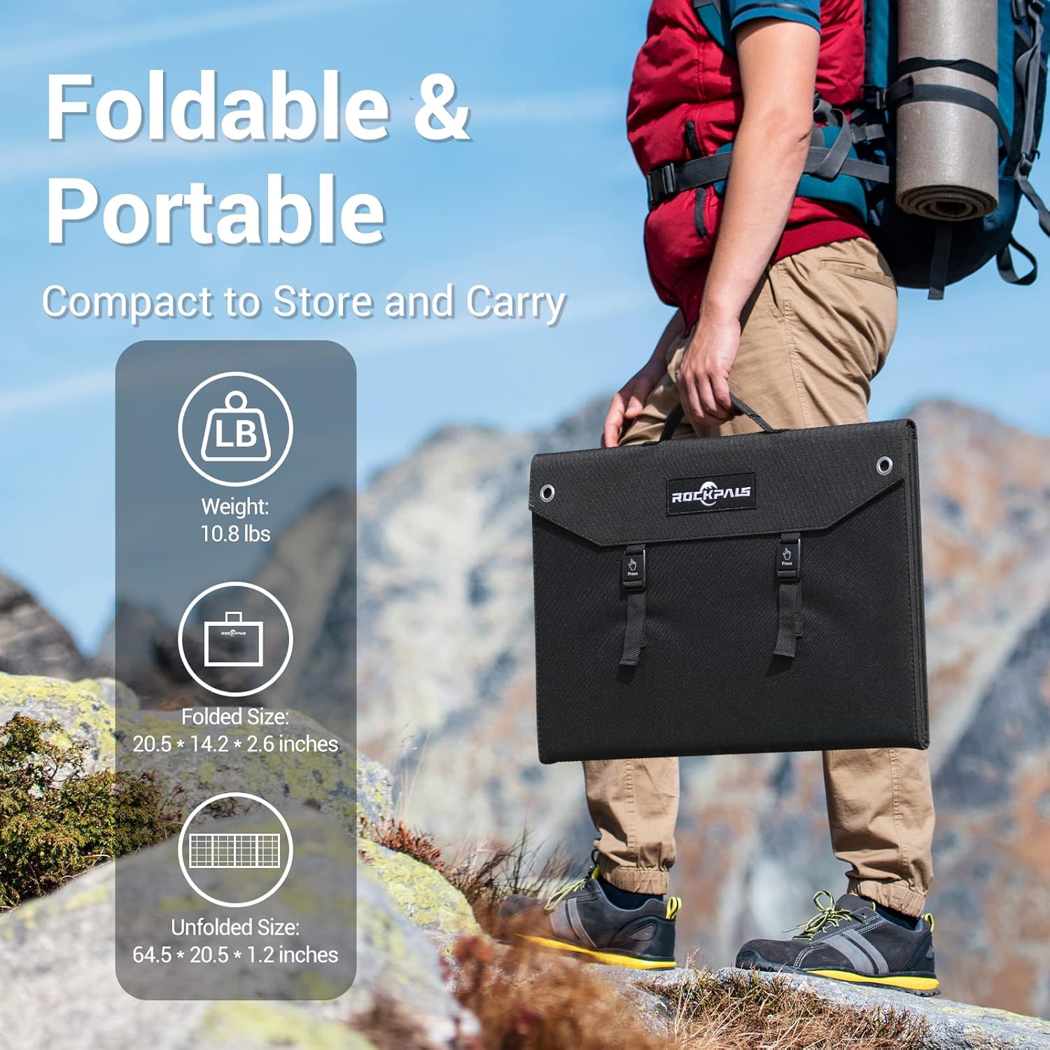 ROCKPALS 300W Portable Power Station with Solar Panel 100W, Solar Generator with Panel Included for Backup Power, Outdoor Adventure and Camping