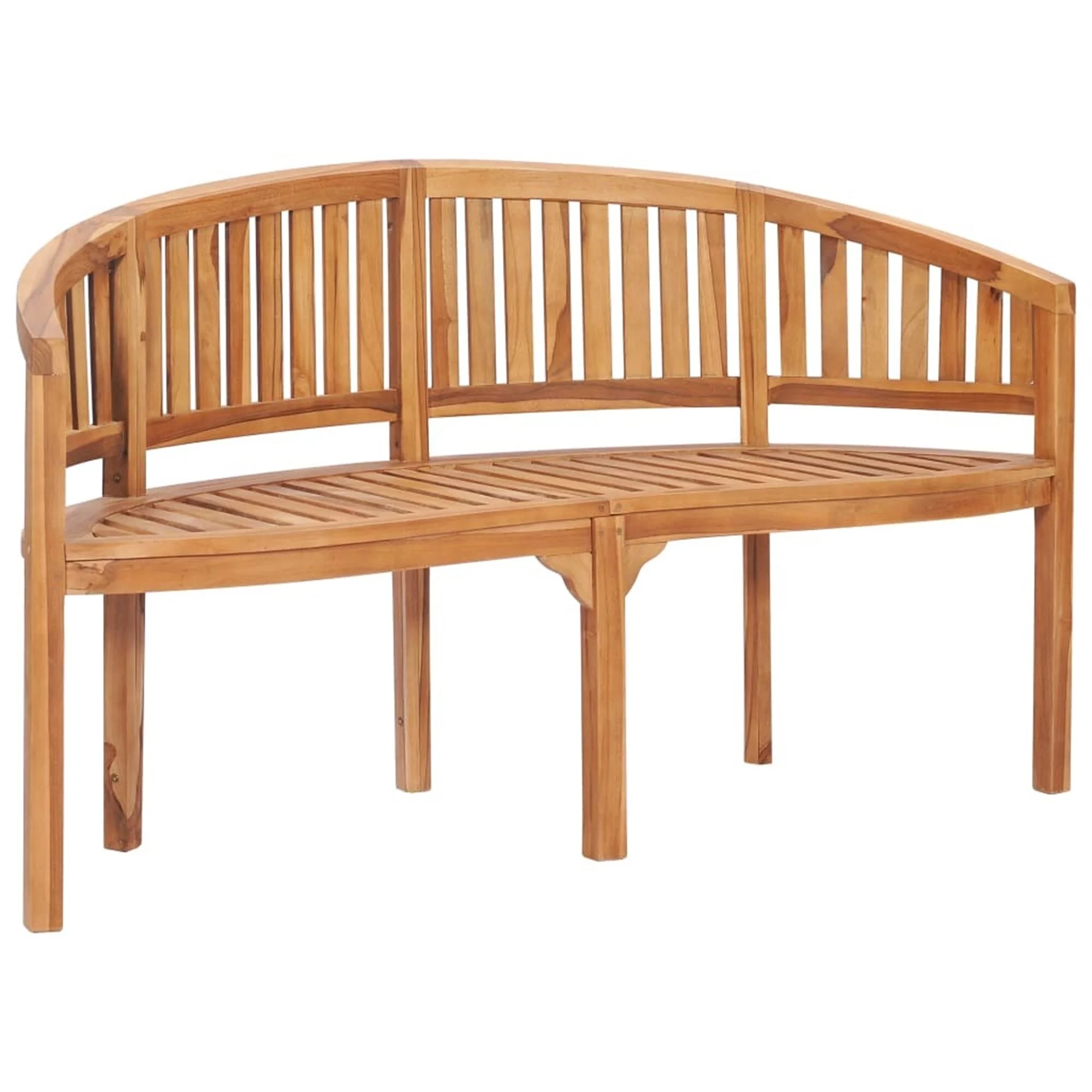 YJTONWIN Patio Garden Bench Loveseats, 59.4" Solid Teak Wood Banana Bench