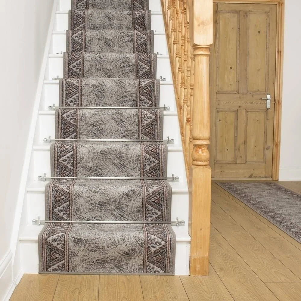 runrug USA Eiger Gray Stair Carpet Runner Length: 16 foot, WIDTHS: