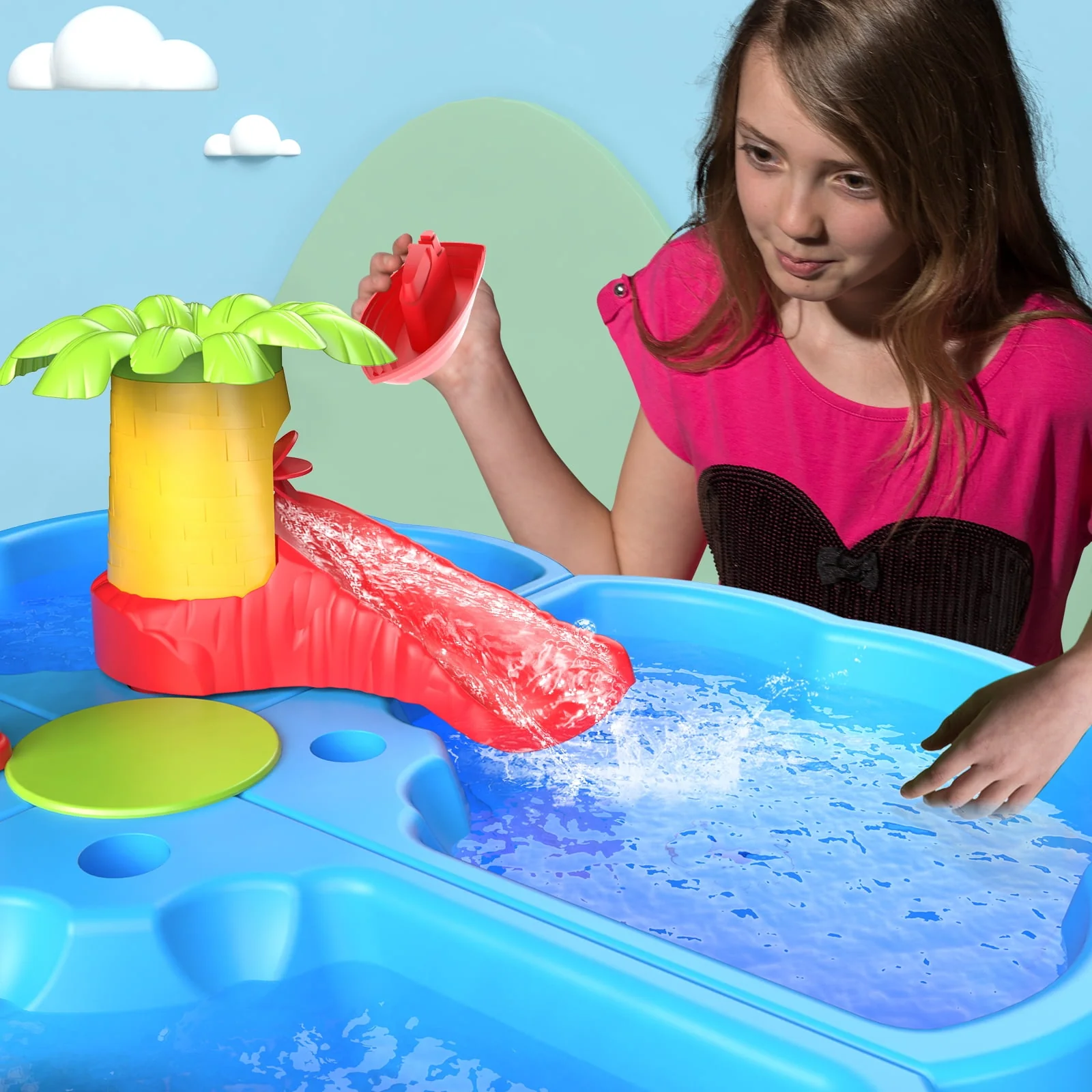 Dinosaur Planet Sand Water Table for Toddlers, 4 in 1 Sand Table and Water Play Table, Kids Table Activity Sensory Play Table Beach Sand Water Toy for Outdoor Backyard for Toddlers Age 2-4 Gift