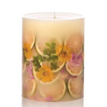 Rosy Rings Lemon BLOSSOM38; Lychee Medium 6.5 inch 200 Hour Pillar Botanical Scented Candle
