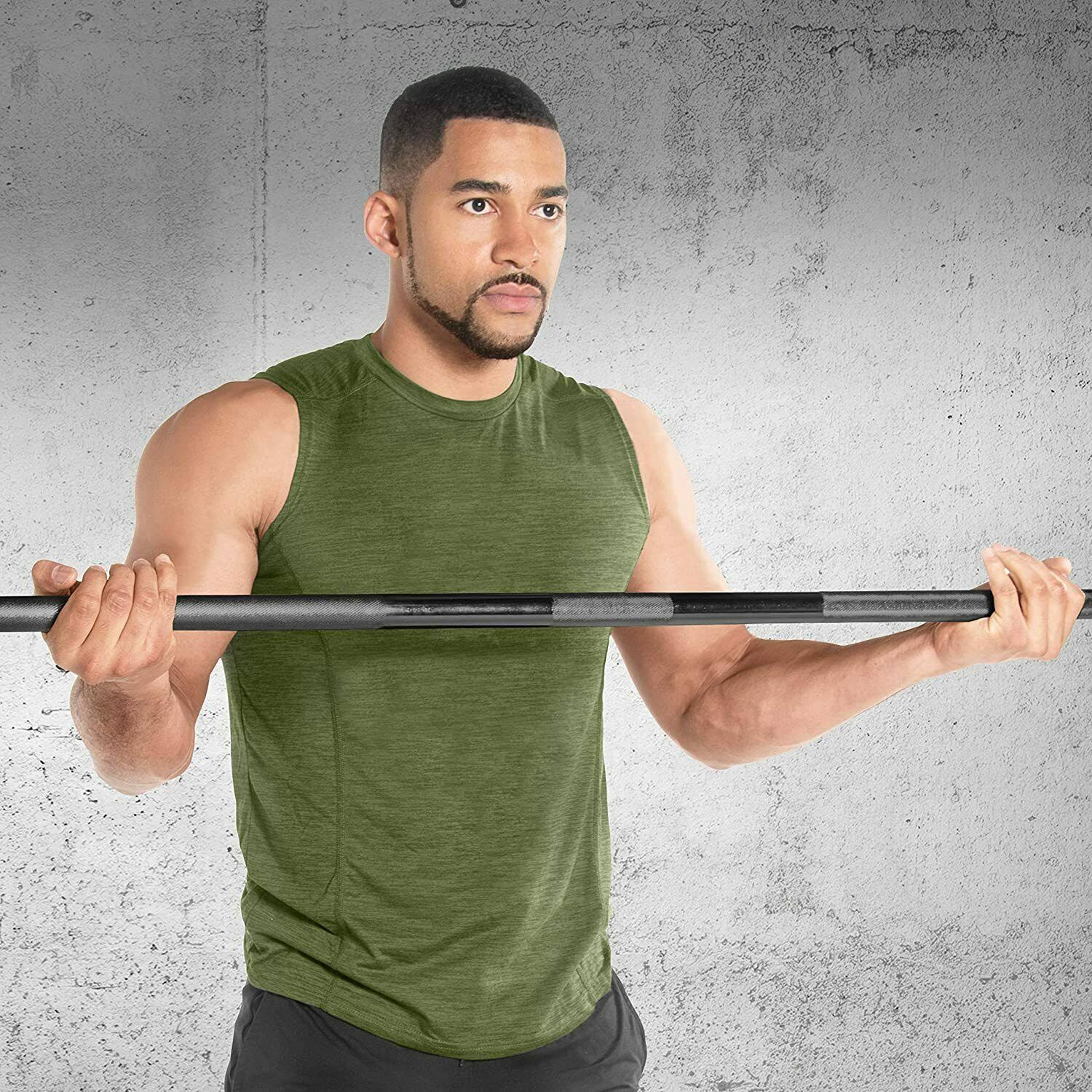 Cap 7& Foot Olympic Weight Lifting Steel Bar Barbell 3 Piece