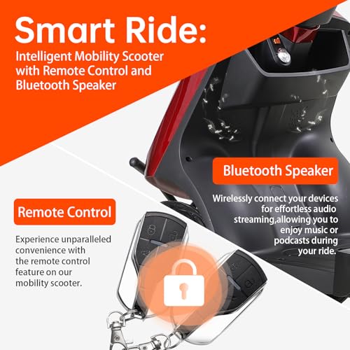 Mobility Scooters for Seniors & Adults 500lbs Capacity - Heavy Duty 4 Wheel Electric Powered Mobility Device, Double Seat Mobility Scooter for Travel, Remote Key (Orange)