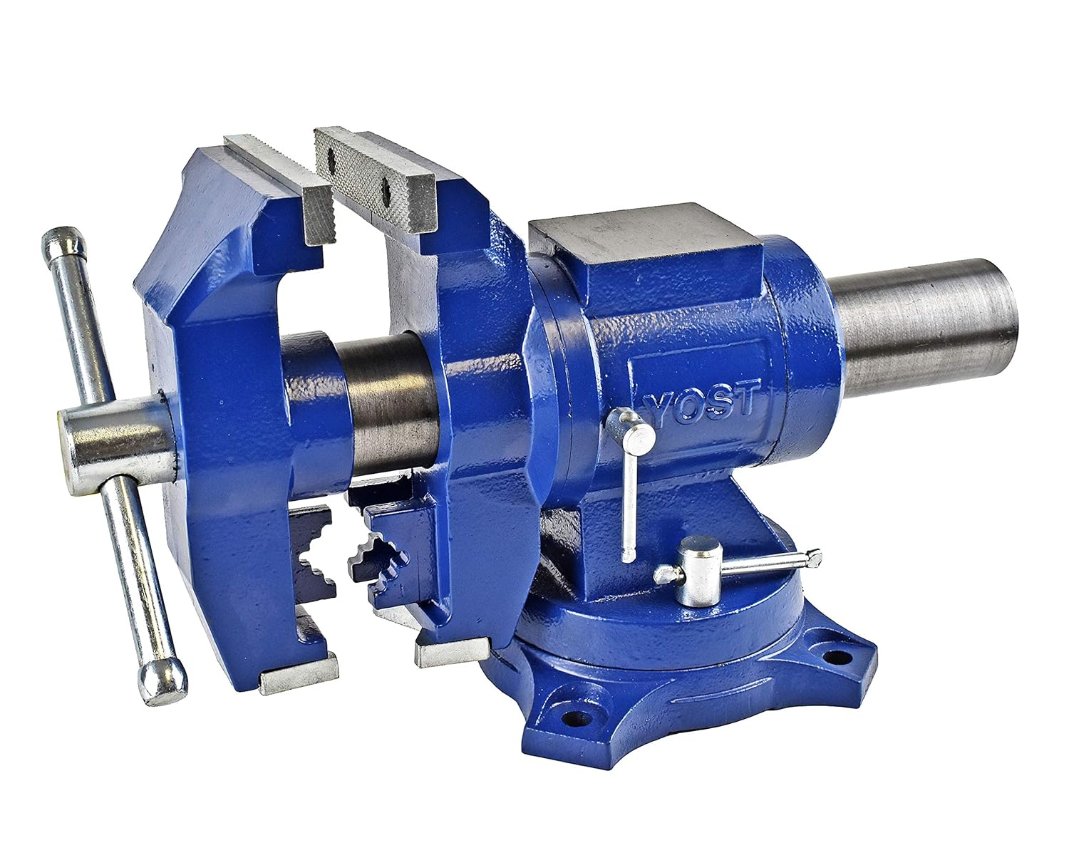 Yost Vises 5" Heavy-Duty Bench Vise, Double Swivel Rotating Vise: Head Rotates 360&deg; Vertically, Body Rotates 360&deg; Horizontally In The Locking Swivel Base, (Model 750-E; 1-Pack)