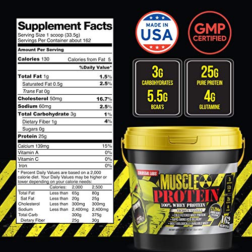 Muscle Protein Whey Powder [12 lbs/Pack of 1]–Chocolate Protein Powder, Cold Filtered, 25g Pure Protein, 6.6g BCAAs (Packaging May Vary)