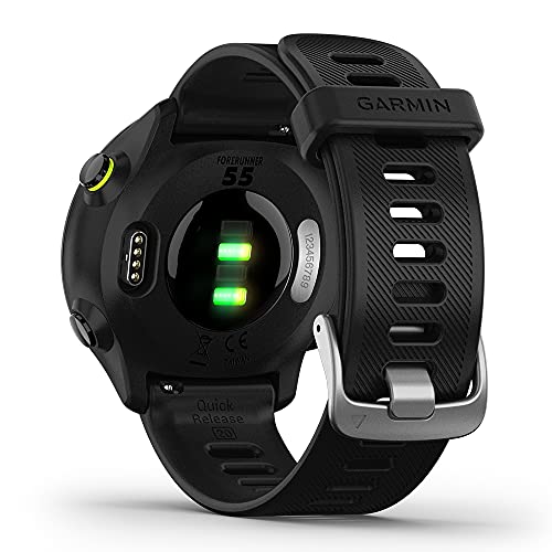 Garmin Forerunner 55 (Black) GPS Running Watch | Beginner Heart Rate Monitor Watch with Time, Pace & Speed Tracker | Gift Box Bundle Wall Adapter, Tempered Glass Screens & Case