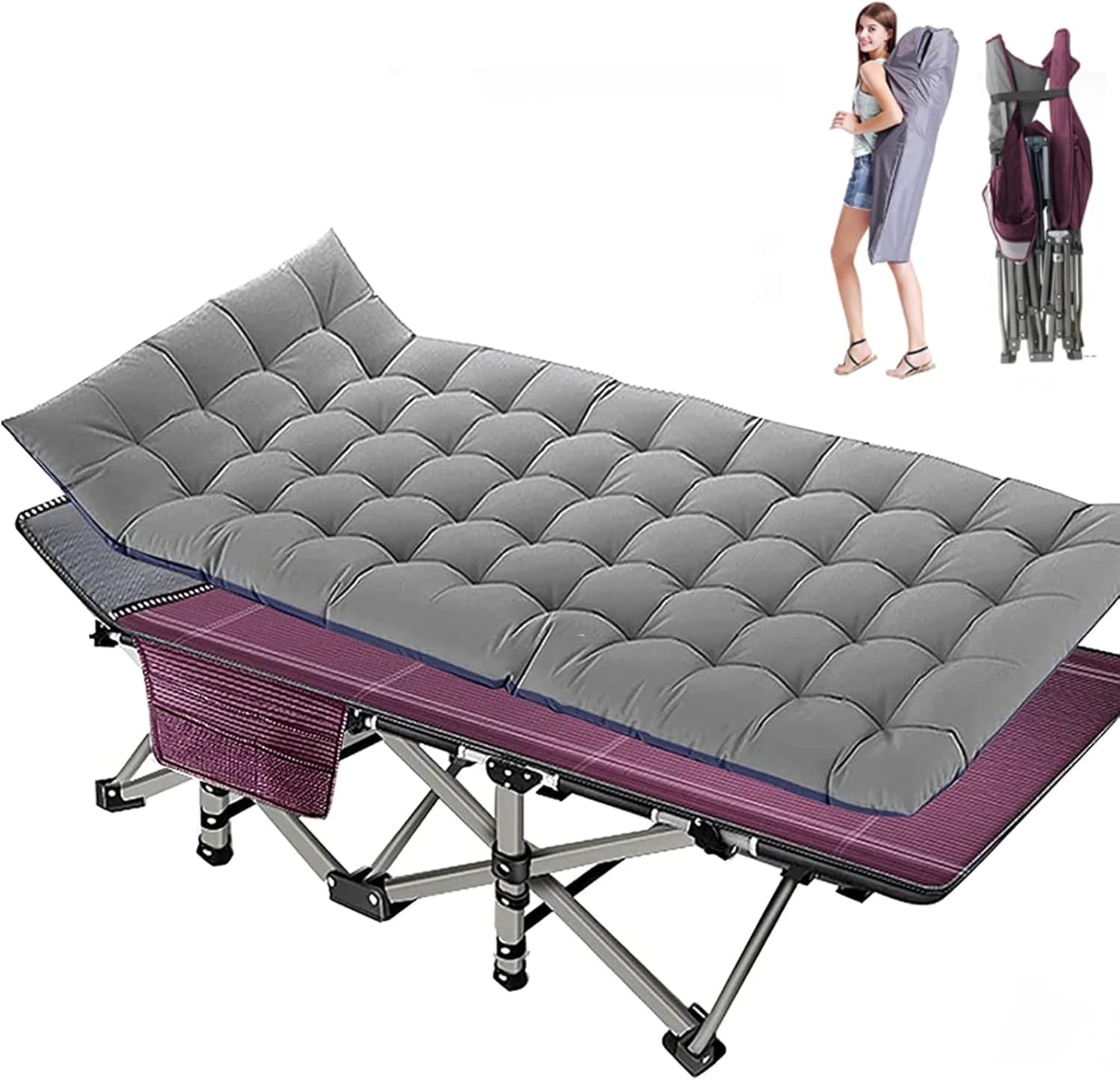Folding Camping Cots for Adults Heavy Duty cot with Carry Bag, Portable Sleeping Bed for Camp Office Use Outdoor Cot Bed for Traveling