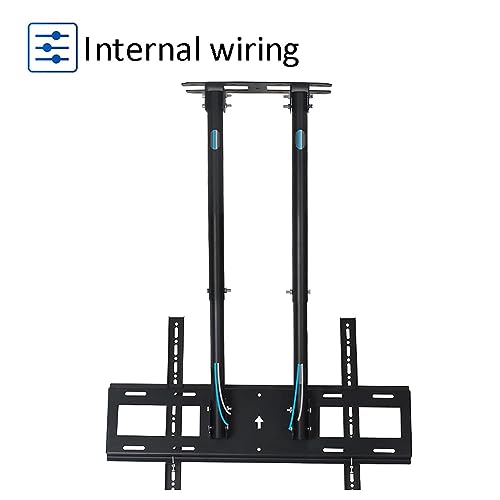 tv Mount,Hang Smart tv Mount, Electric TV Lift, Adjustable Height Double Pole Single Screen TV Mount, Fits 60-100 Inch Low Profile TVs, Tilt Telescopic Ceiling TV Mount Bracket