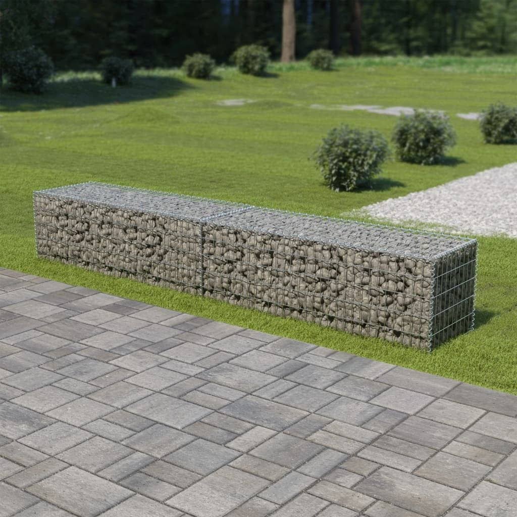 vidaXL Gabion Wall with Covers Galvanized Steel - 118x22x19.7x22x59x22
