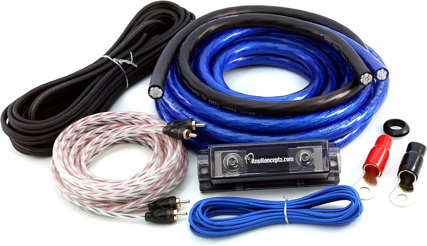 KnuKonceptz Bassik 4 Gauge Complete Amplifier Installation Amp Wiring Kit with RCA