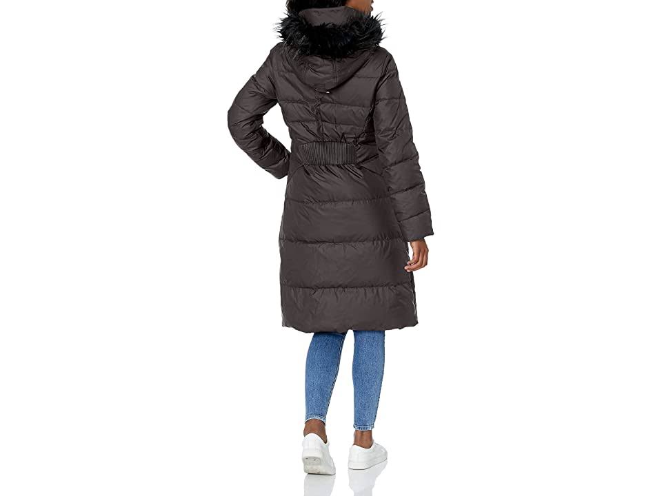 Cole Haan Faux Fur-Trim Puffer Coat Medium / Black