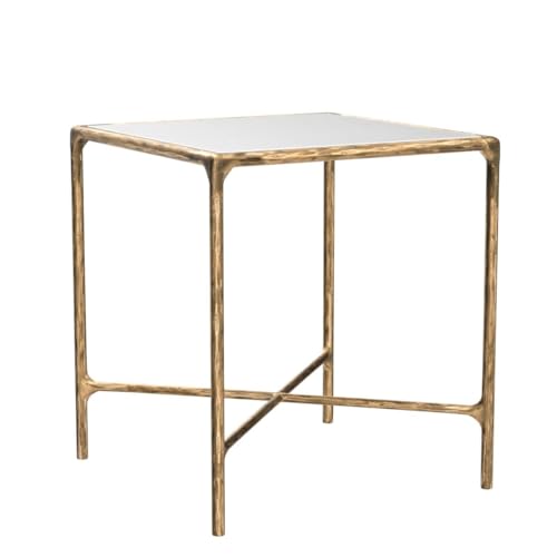 SAFAVIEH Couture Home Collection Jessa Brass Metal/Tempered Glass Top Square End Table (Fully Assembled) SFV9503A