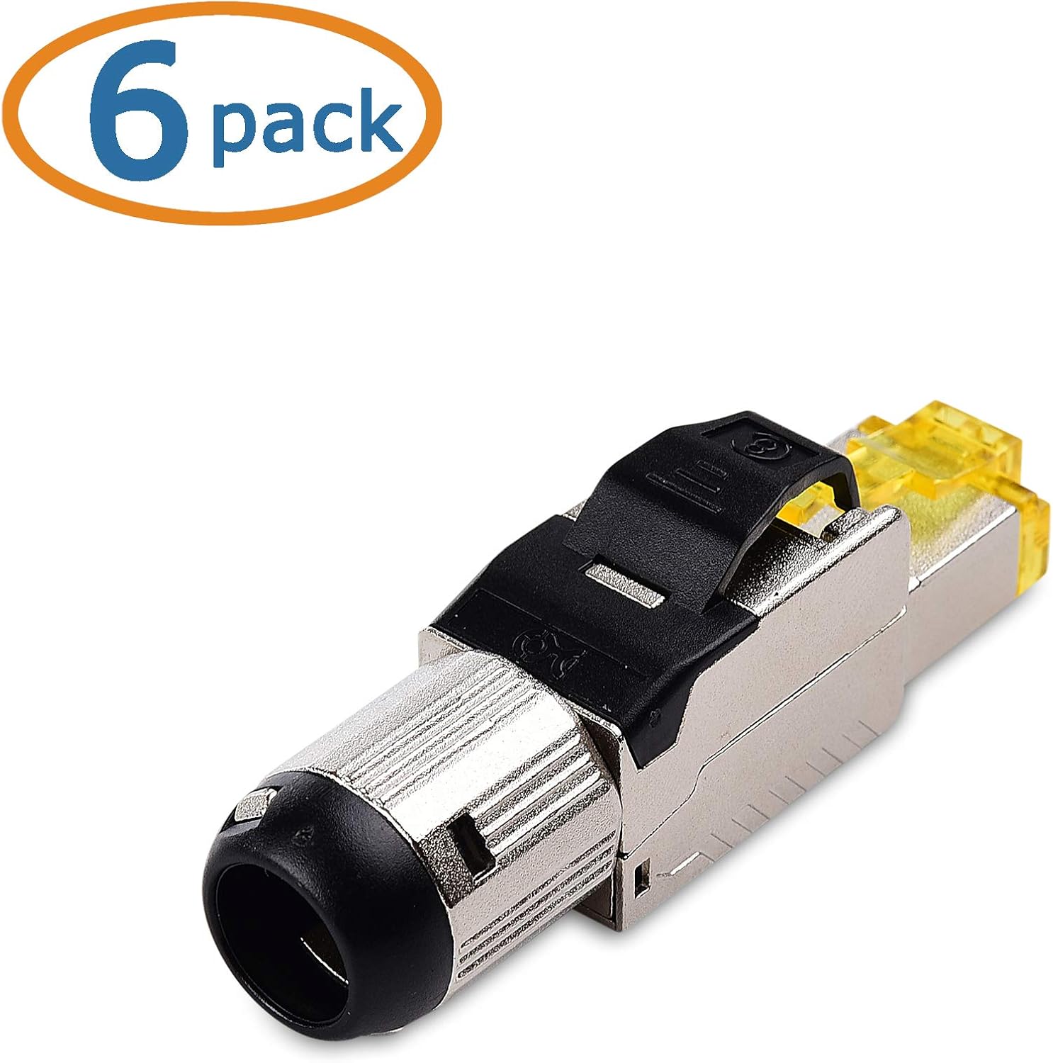 Cable Matters 6-Pack Tool Free Shielded RJ45 Cat 8, Cat8 Field Termination Plug, Cat8 Connector, Cat8 Plug