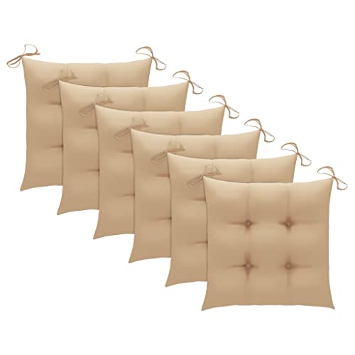 Patio Chairs with Beige Cushions 6 pcs Solid Teak Wood,Premium Teak Wood Folding Patio Chairs with Cushions Elegant and Comfortable Outdoor Seating Furniture