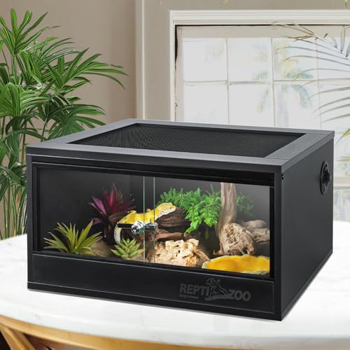 REPTI ZOO 35 Gallon PVC Reptile Tank, 36x18x12 Reptile Terrarium for Crested Gecko Leopard Gecko Frog Lizard Snake Turtle Hermit Crab, Reptile Enclosure with Sliding Door & Screen Ventilation