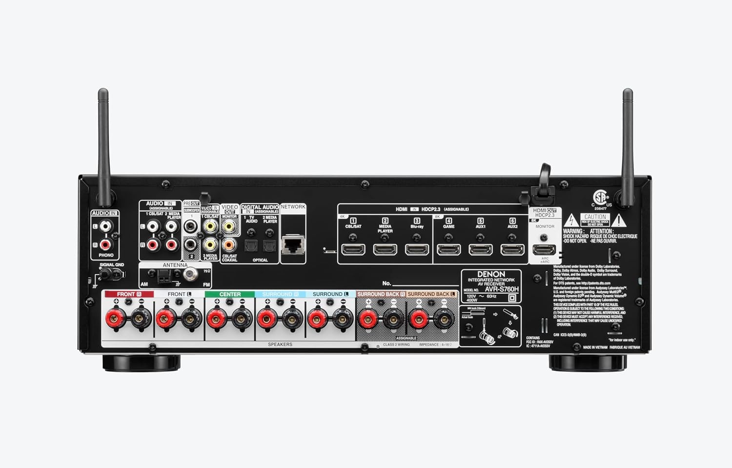 Denon AVR-S760H 7.2-Channel Home Theater AV Receiver 8K Video Ultra HD 4K/120 - (New 2021) (Renewed)