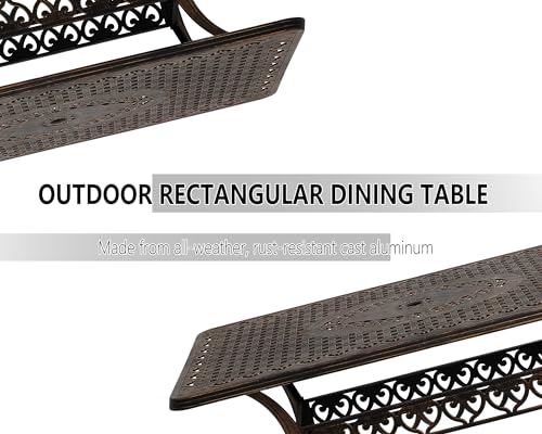 LEISU 7 Piece Cast Aluminum Patio Dining Set, Outdoor Dining Furniture Set with 6 Patio Chairs and Table for Backyard Garden Deck Poolside(6 Swivel Patio Chairs with Khaki Cushions)