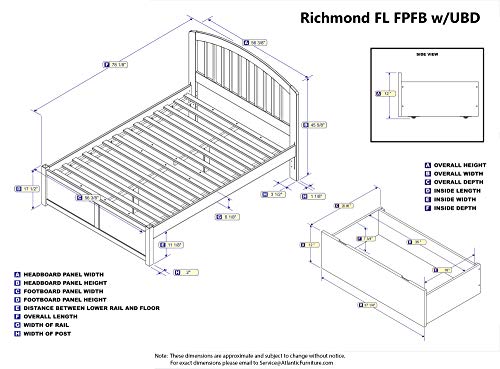 AFI Richmond Twin XL Size Platform Bed with Footboard & Storage Drawers in White