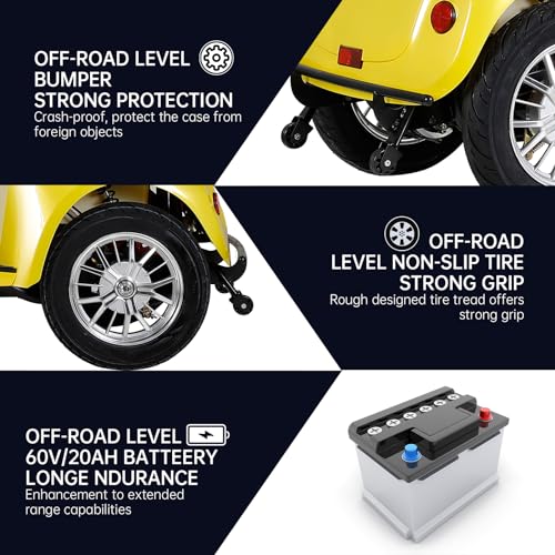 Mobility Scooters for Seniors & 4 Wheel Powered Mobility Scooters - 800W Motor, 60V20Ah Battery, 500lbs Weight Capacity - Electric Wheelchairs for Adults, Long Range Power for Travel（Rose Gold）