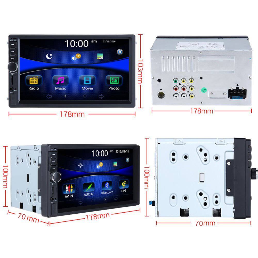 Podofo 7 inch 2 DIN HD1080P Car MP5 Player Stereo Bluetooth Multimedia MP5 Player Digital Touchscreen Radio with USB Port, Aux I