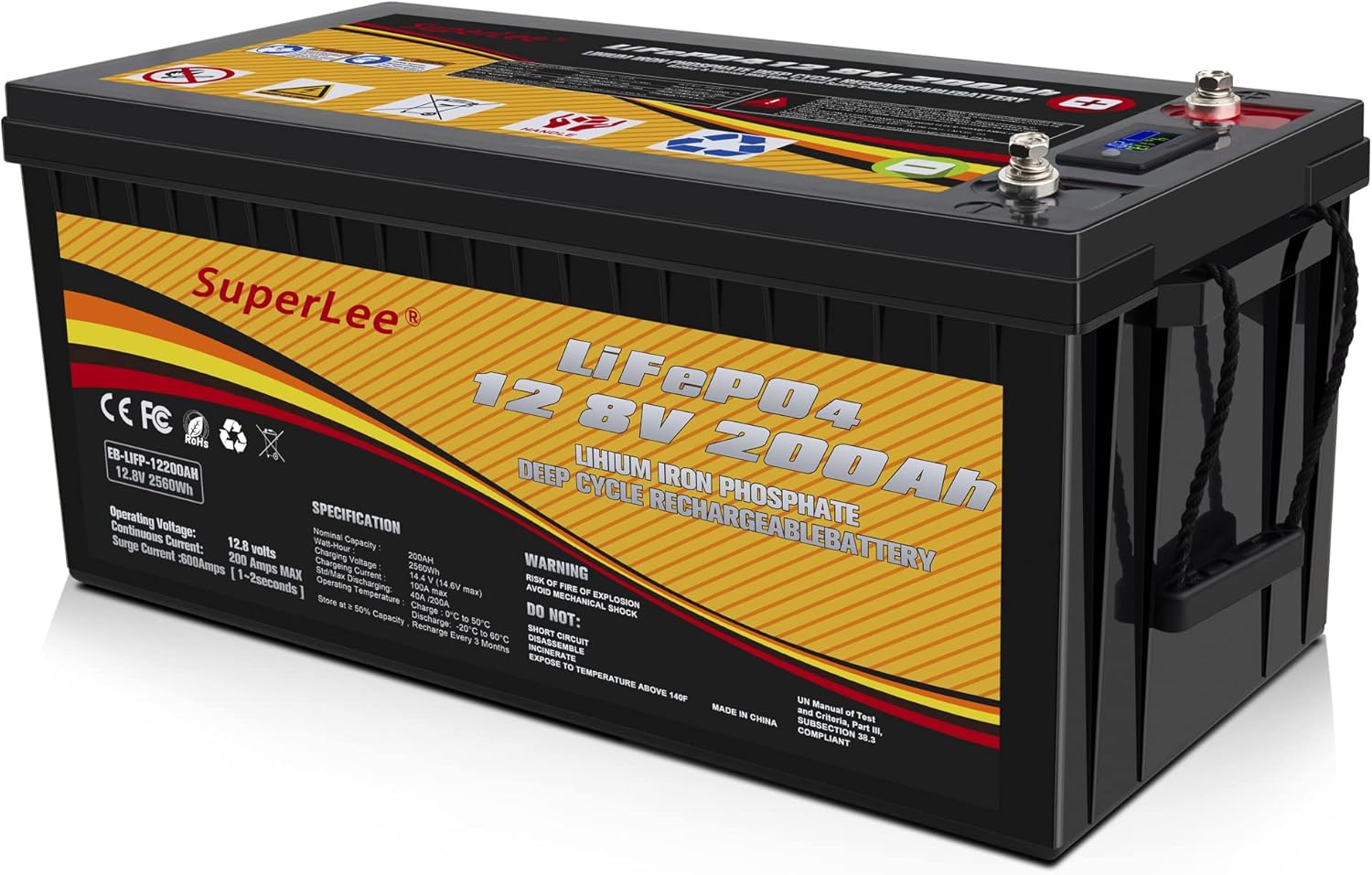 12.8V 100AH LiFePO4 Battery with LCD Display, 5000+ Cycle Lithium Iron Phosphate RV Battery with BMS, Multi-Purposes Lithium Battery, Great Solutions for Home Energy Storage Off-Grid and Backup Power