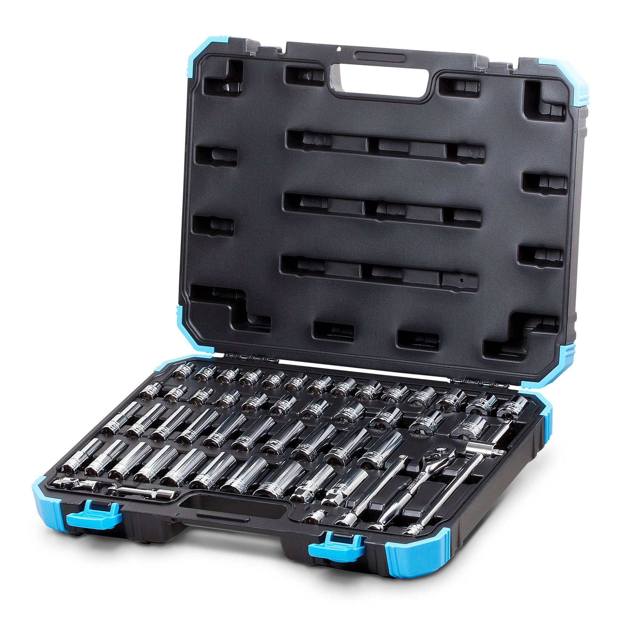 Capri Tools 3/8-Inch Drive Master Socket Set with Ratchets, Adapters and Extensions, 52-Piece