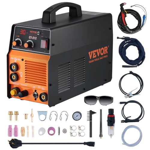 VEVOR 3 in 1 Plasma Cutter Welder Machine, CT-312 TIG/MMA Plasma Cutter Combo Machine, 30A Plasma Cutter, 120Amp TIG Welder and 120A Stick Welder, Digital 110/220V Dual Voltage IGBT Inverter