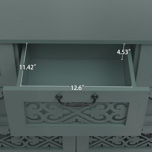 Farmhouse Sideboard Cabinet Accent Sideboard Buffet Cabinet With 3 Door 3 Drawer Wooden Cabinet Storage Cupboard Console Table Coffee Bar For Living Room Hallway Bedroom (Blue/47.24"*15.75"*35.43")