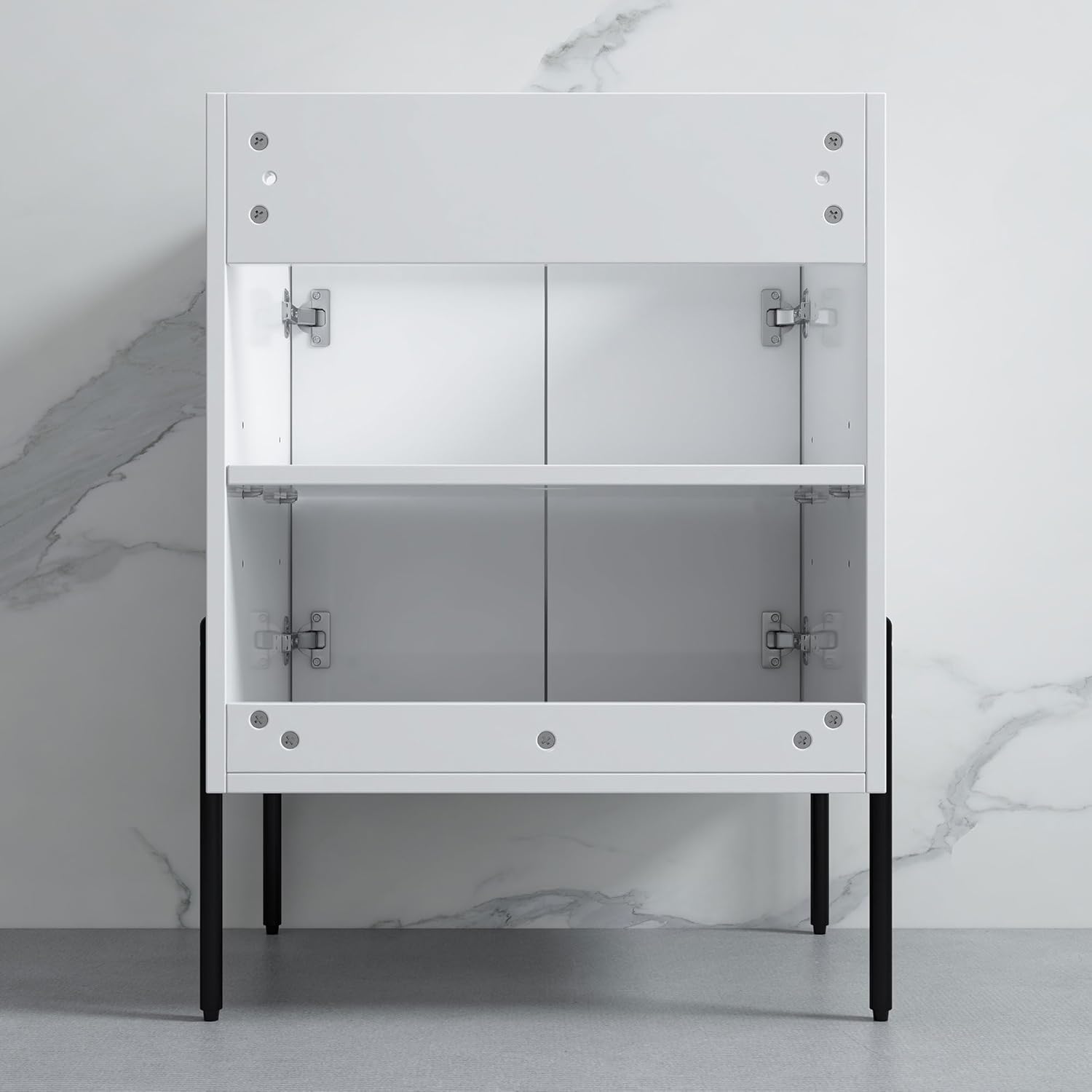Dowell 24" Inch White Bathroom Vanity with Ceramic Sink Combo, Modern Bathroom Cabinet with Soft-close Door, Freestanding Single Bathroom Vanity Set - 002 Series [Assembly Required]