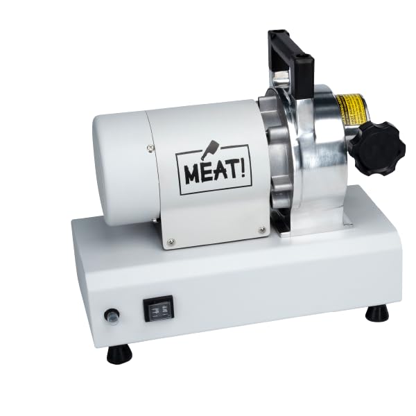 MEAT! 1 HP Dual Meat Grinder with 3 Stuffing Tubes, 2 Stainless Steel Grinding Plates, and a Stainless Steel Stuffing Plate for Making Ground Meat