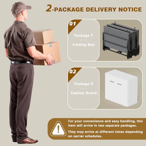 2 in 1 Murphy Bed Cabinet, Hide a Bed Cabinet, Folding Beds into Cabinets, Space-Saving Pull Out Murphy Beds Chest for Small Place Office Nap - Cot Size: 75" x 29"