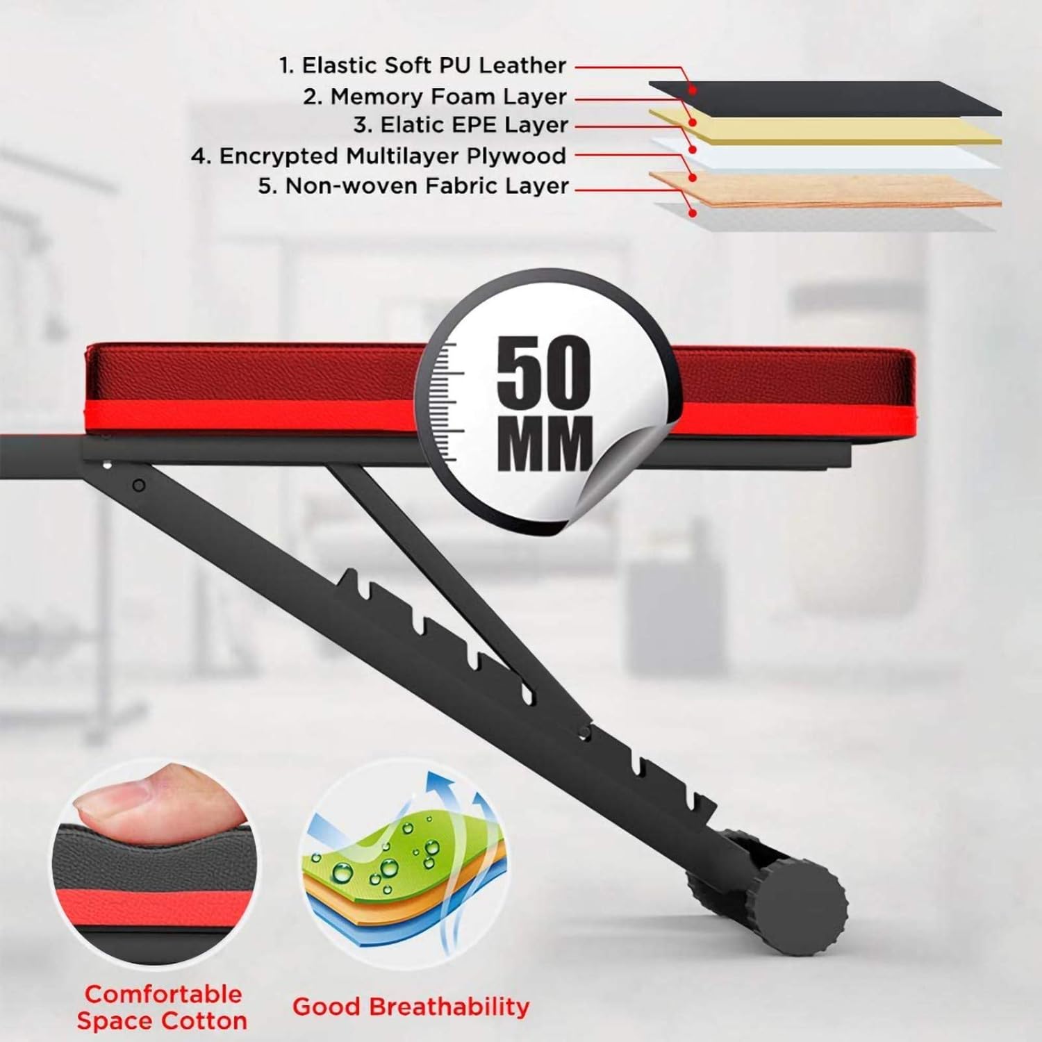 Folding Dumbbell Stool - Utility Adjustable Weight Bench - Foldable Flat/Incline/Decline Bench Press - Sit Up Bench - For Home Training Gym Weight Lifting