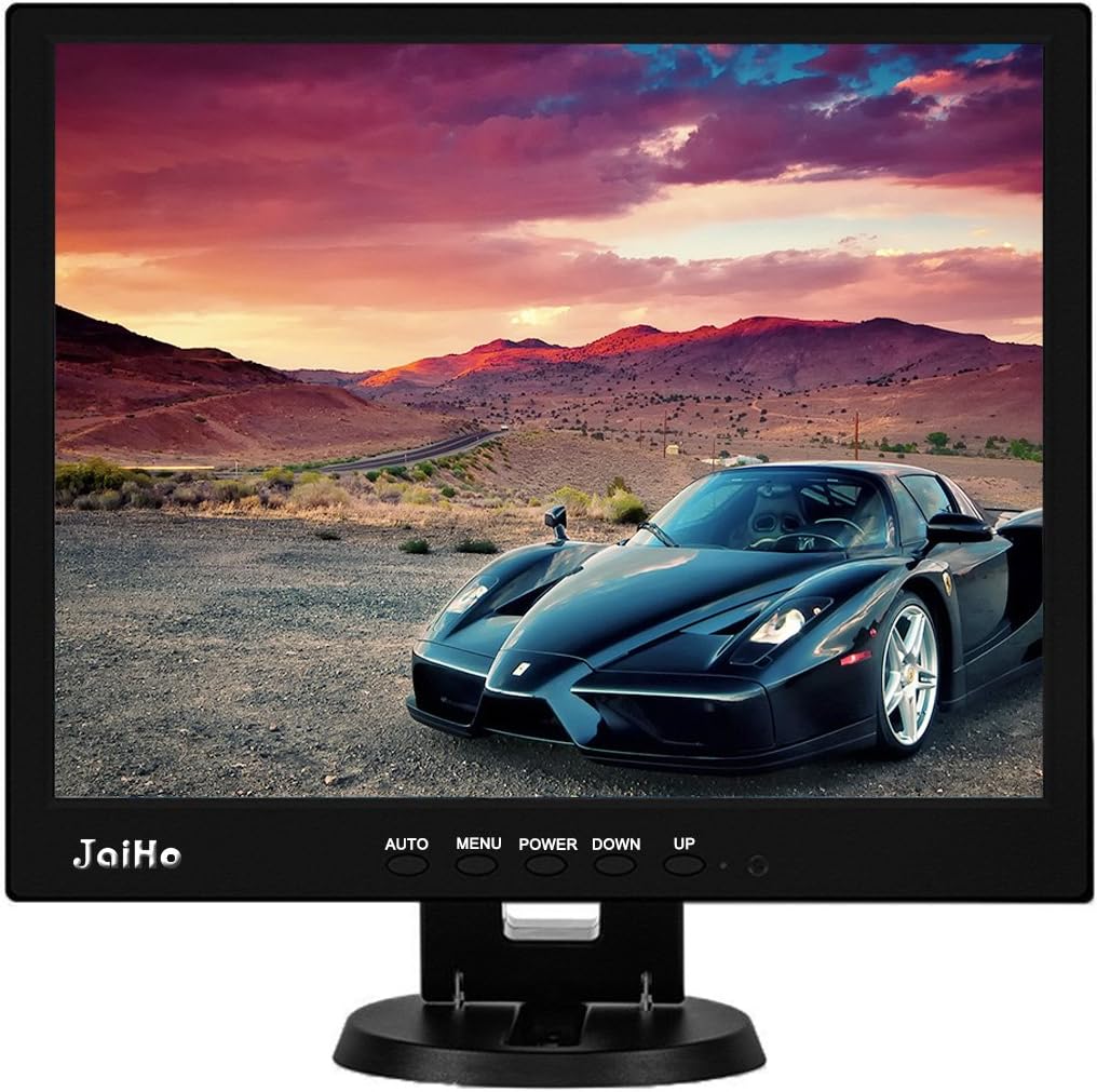 JaiHo 15 Inch LCD Monitor HDMI VGA Monitor, 1024x768 Resolution Monitor Color Screen with VGA/AV/HDMI/BNC/USB Earphone Output, Built-in Dual Speakers
